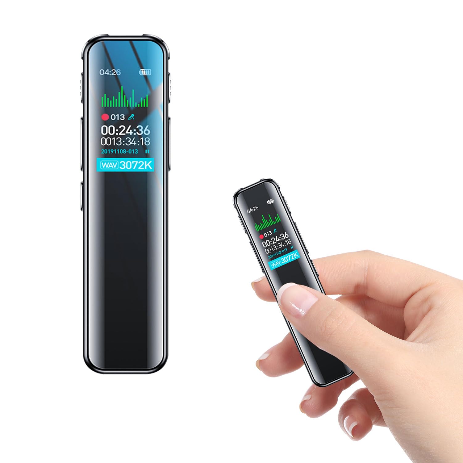 Diktiergerät 64 GB Speicher, Wiederaufladbar Uer USB, Sprachsteuerung, Mit MP3 Player Diktiergerät Mini, Für Kurs, Besprechungs Und Voice Recorder Diktiergerät Mit Schreibfunktion, Voice Recorder