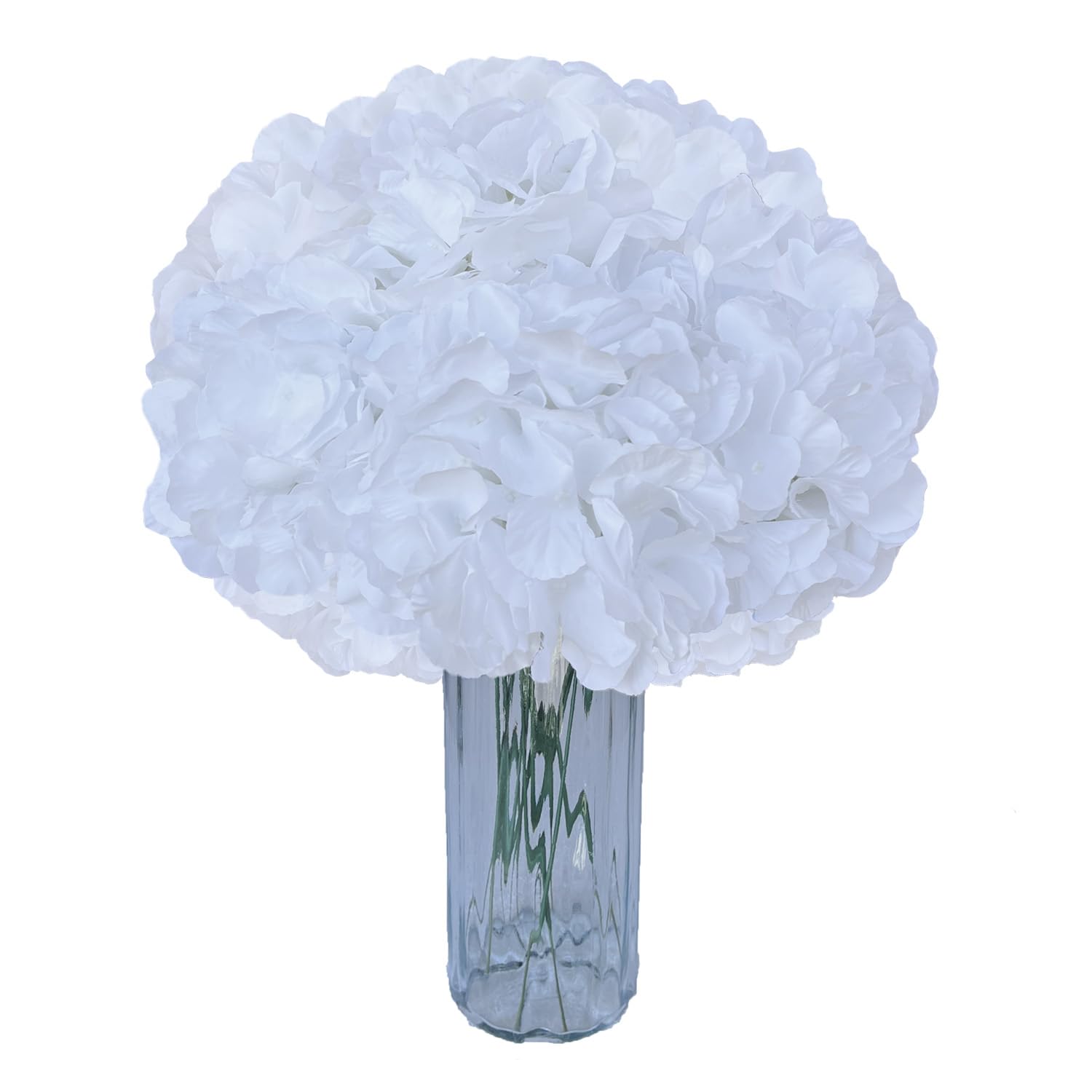 10-Pack Silk Hydrangea Artificial Flowers: Premium White Hydrangea Heads with Long Stems for Home Decor and DIY Projects, White