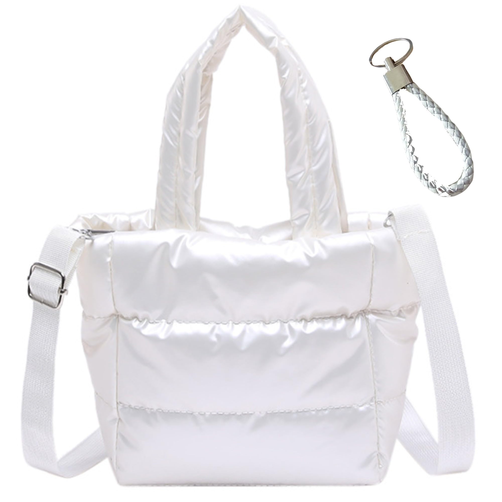 Quilted Metallic Lightweight Phone Crossbody Purse, Puffer Small Tote Bag Soft Padded Adjustable Strap, Women Shoulder Bag