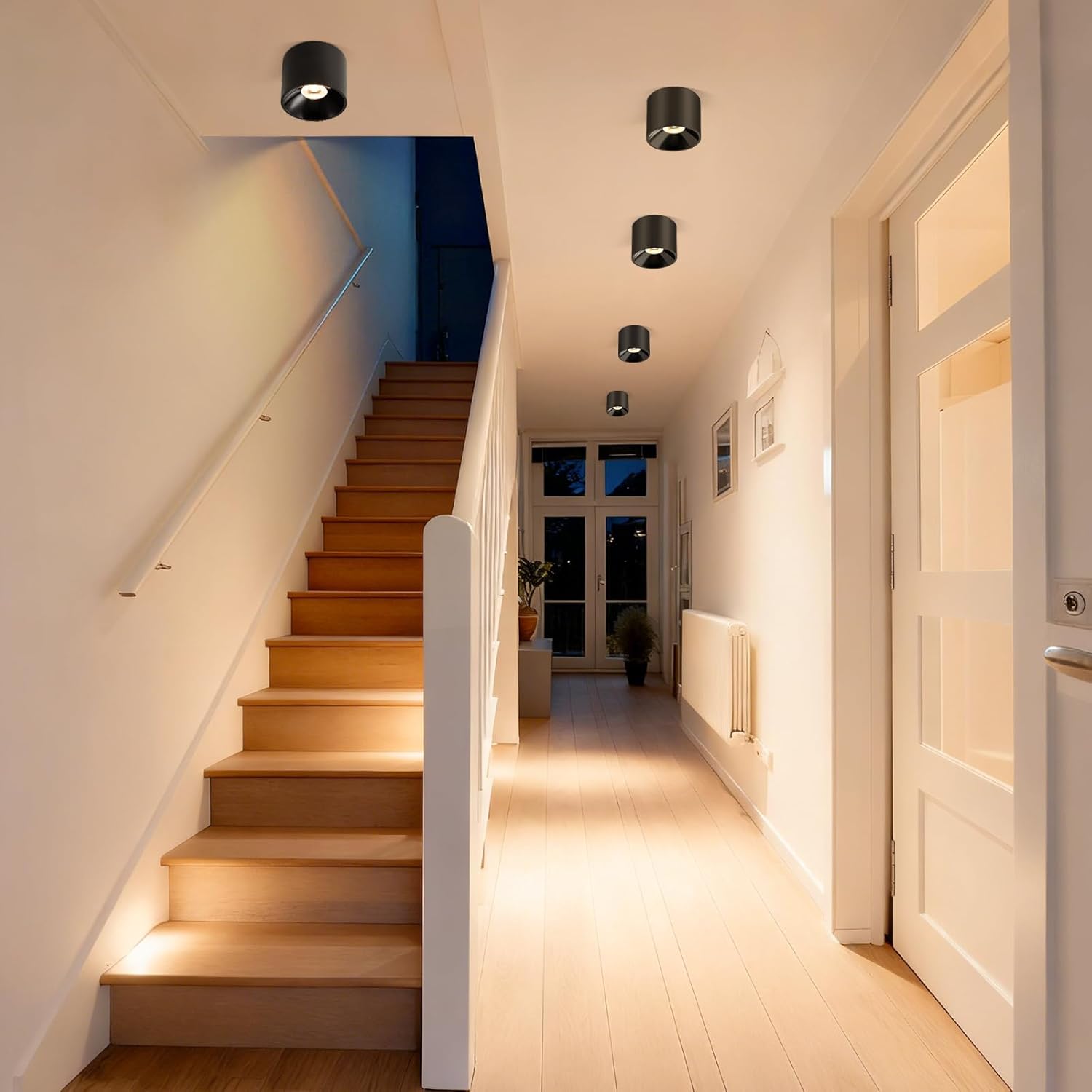 Ceiling Light Fixture, Flush Mount Dimmable Ceiling Lights, Modern LED Cylinder Ceiling Light Spot Lights Indoor for Living Room Hallway Entryway Kitchen, Black, 3 Pack