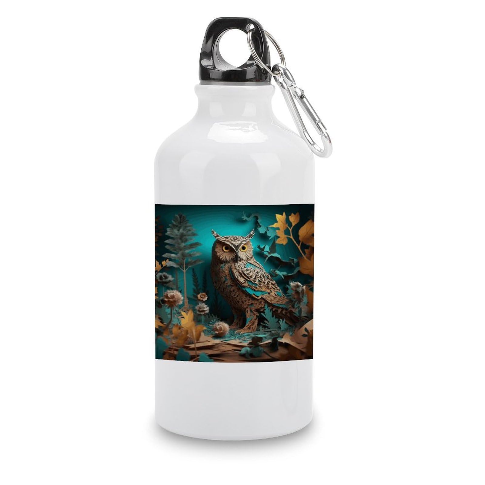 VstaDank Owl Water Bottles Aluminum Sports Water Bottle with Lid&Hook Buckle Fashion Vacuum Insulated Water Bottles Hydration Flask Leak Proof Tumbler Keep Cold&Hot