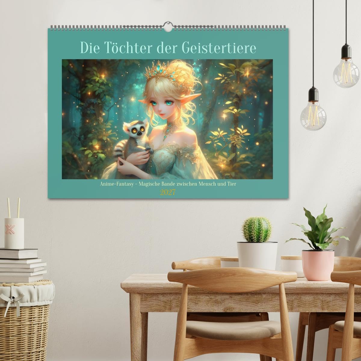 Die Töchter der Geistertiere (Wandkalender 2027 DIN A2 quer), CALVENDO Monatskalender: Anime-Fantasy - Magische Bande zwischen Mensch und Tier (CALVENDO Kunst)