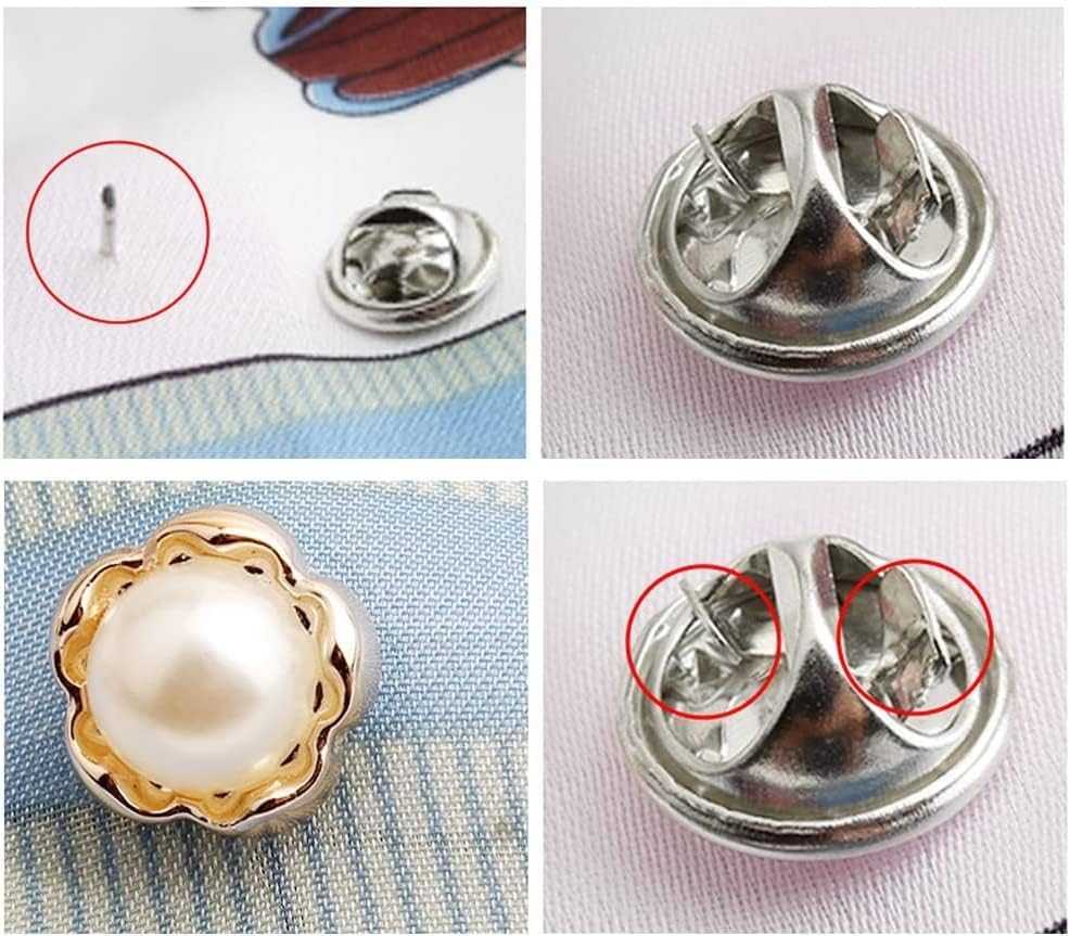 Image of ARLICORPING 20Pcs Women Shirt Brooch Pearl No Sew Button Pins Instant Jeans Safety Pin