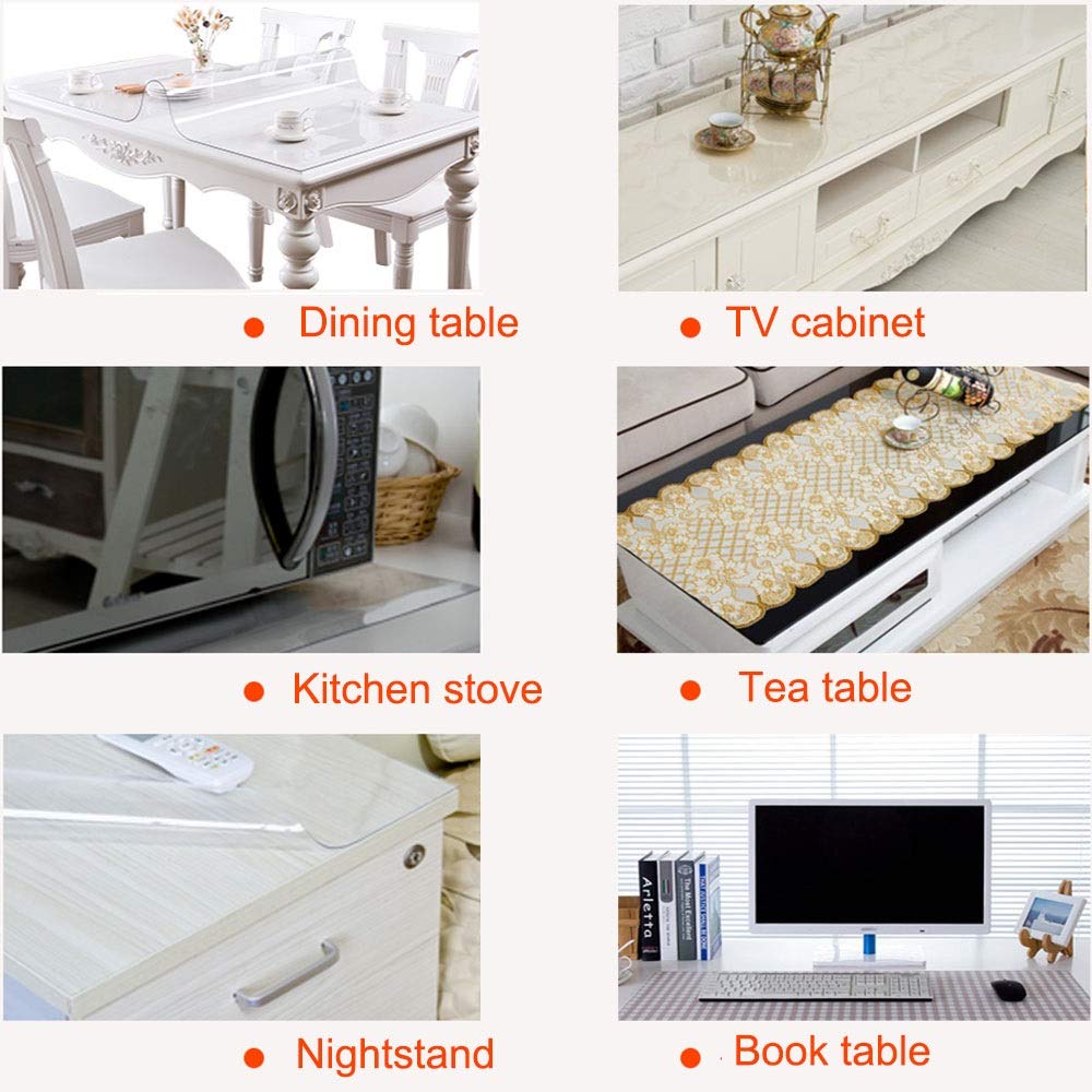 Tovaglia Vetro Morbido Personalizzabile Copritavolo Trasparente Antiscivolo Resistente al Calore in Gomma Morbida in PVC per Tavolo da Pranzo Mobile TV Toeletta (Clear-1.5mm,70x120cm)