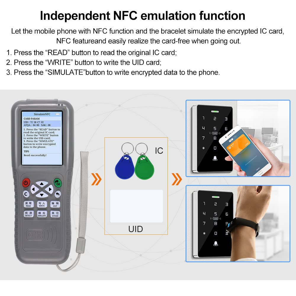 RFID WiFi CopyKey Fonction de décodage complet Copieur/lecteur/écrivain Programmateur de carte NFC Duplicateur de cartes + porte-clés T57, carte UID, OTG
