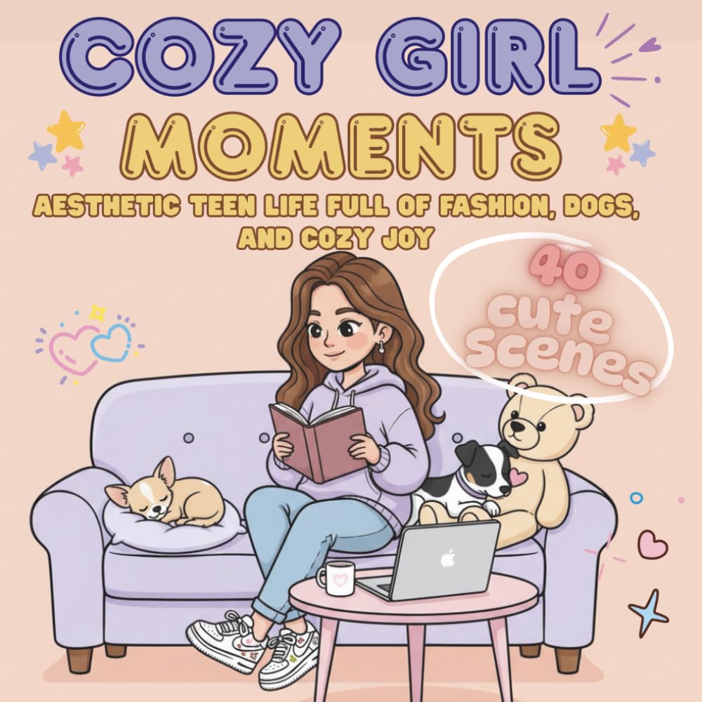 Cozy Girl Moments: Aesthetic Teen Life Coloring Book with Fashion, Dogs, and Cozy Everyday Joy (Cozy Friends Coloring Series)