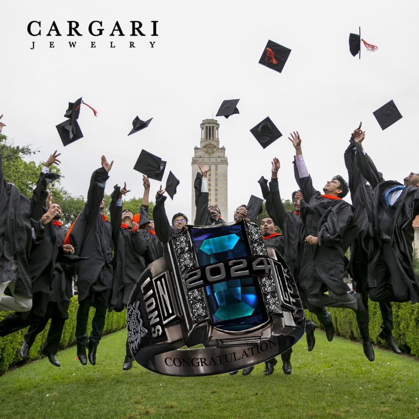 Customizable Class Rings High School and College Graduates,Graduation Ring Personalized,Sterling Silver/10k/14k/18k,Birthstone Class Of 2024 Ring Graduation Gift4