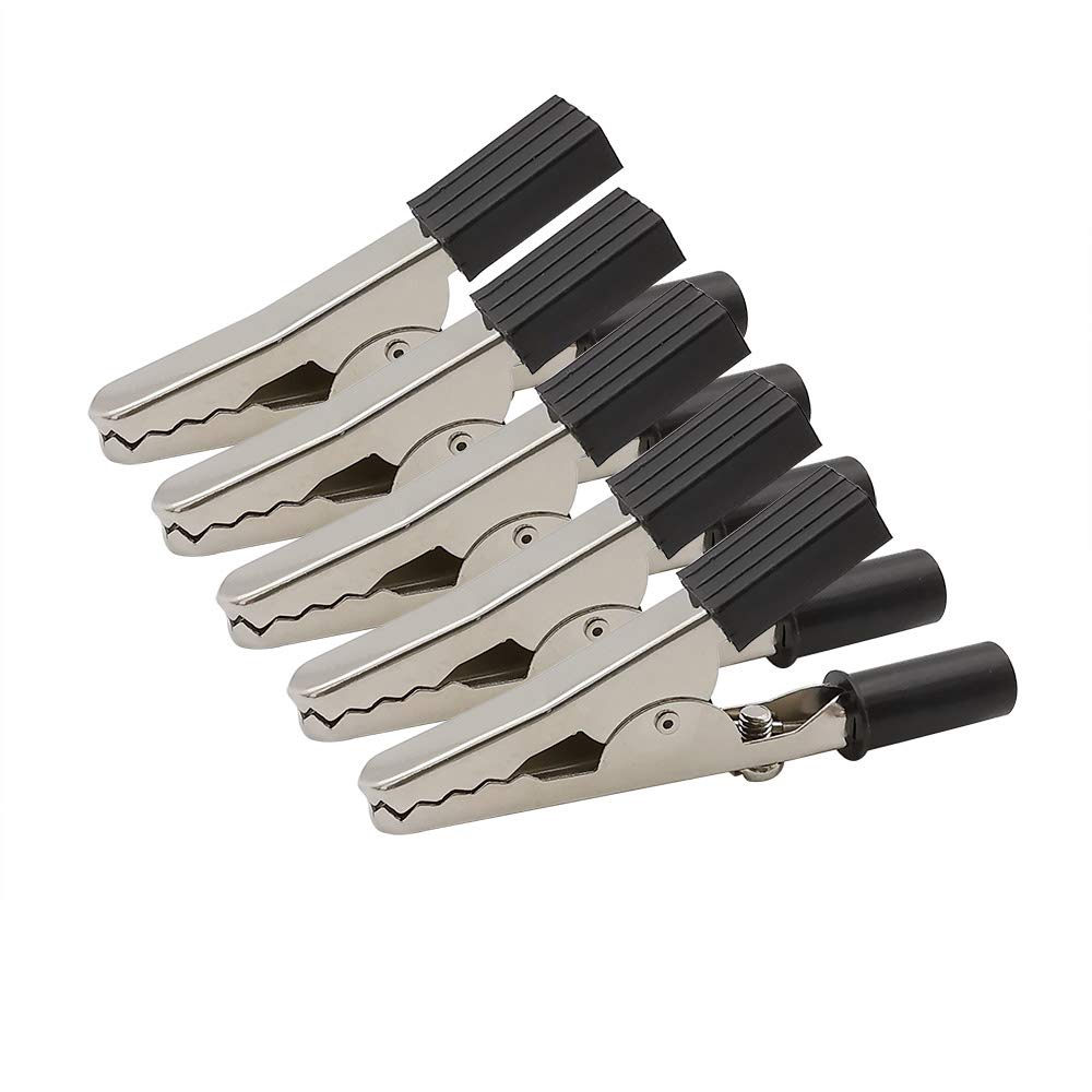 Wiring Connecting Terminals - 2/10/20Pcs Black Crocodile Clip Cable Lead 55mm Insulated Plastic Handle Electrical Clamp Alligator Clips Crocodile Clips - (Color: 10Pcs)