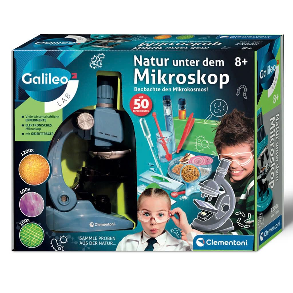 Galileo Lab Natur unter dem Mikroskop - Mikroskop für Kinder - Experimente für Kinder ab 8 Jahren, Forscher Set von Clementoni 59487