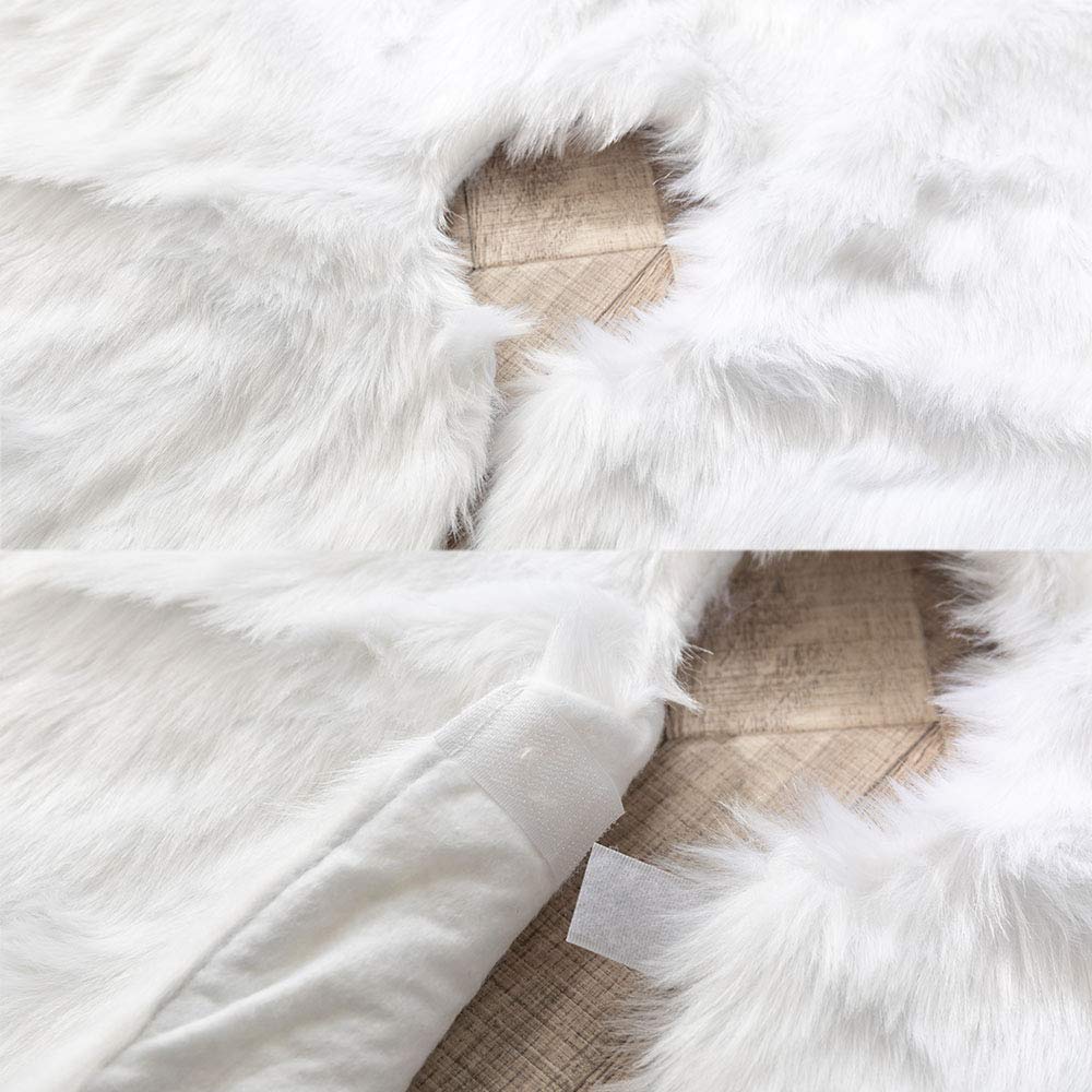 Bianca Gonne per Alberi di Natale Peluche 150cm Bianco Finta Pelliccia Tappeto per Albero di Natale Copertura della Base per Decorazioni della Festa di Natale (Bianca, 59pollici)