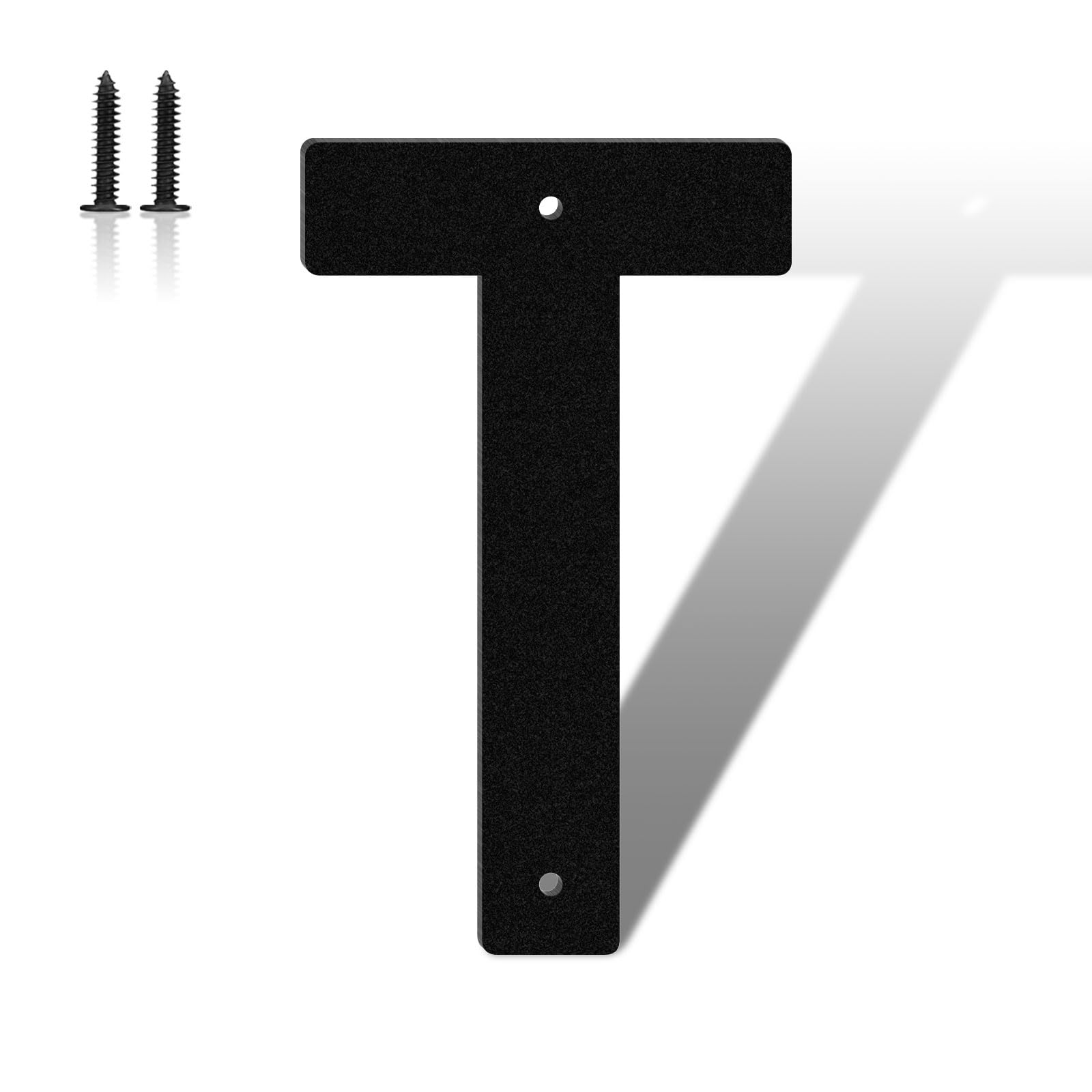 5 Inch Black Metal Letters, Modern House Address Numbers, Metal Door Numbers, House Address Letters and Numbers, for Home, Office, Street, Apartment, Outside(T)