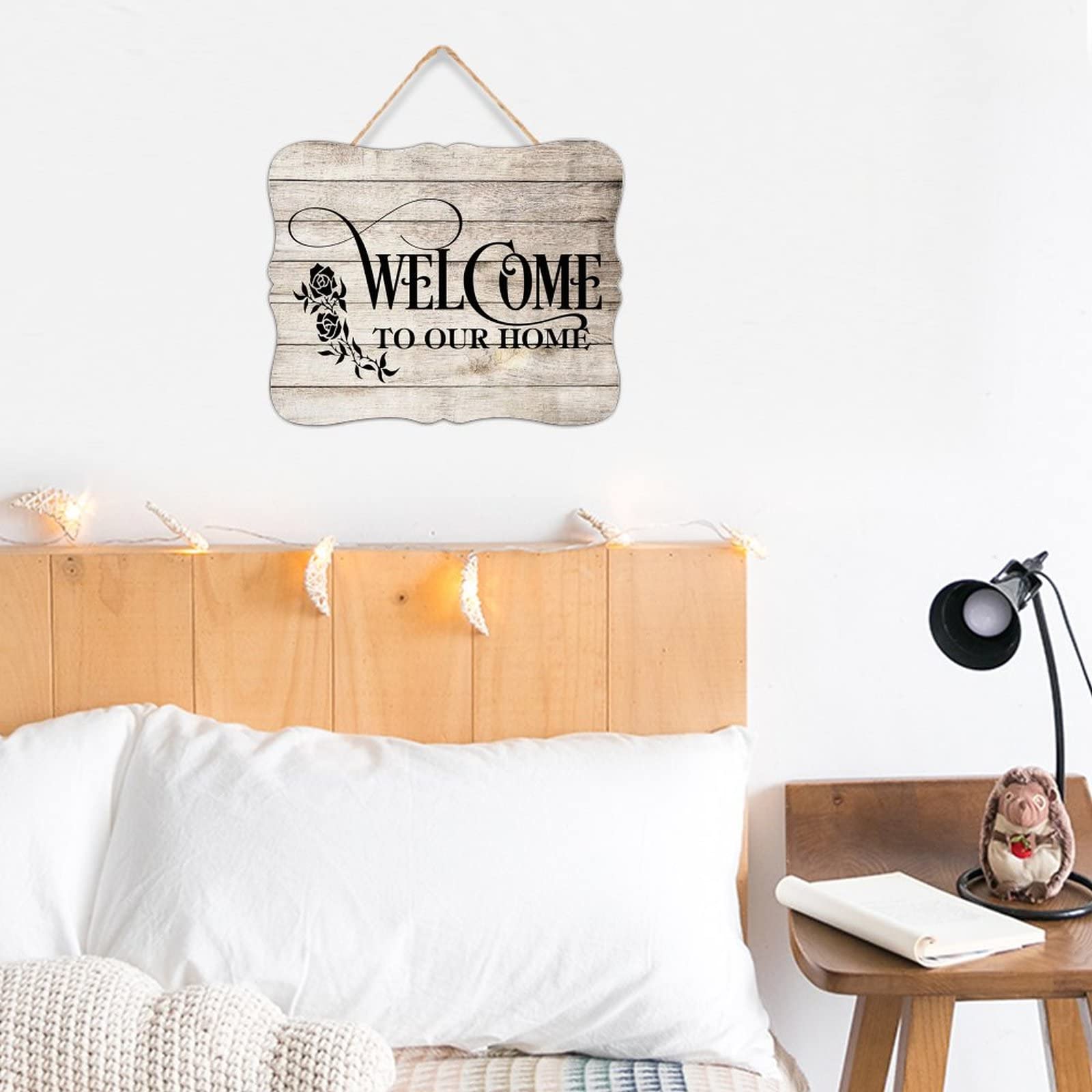 1 pezzo Cartello di benvenuto in legno con girasole da appendere alla parete, decorazione in legno per la porta di casa, targa decorativa da appendere in casa, dimensioni 6 x 12 pollici | SHEIN ALIA
