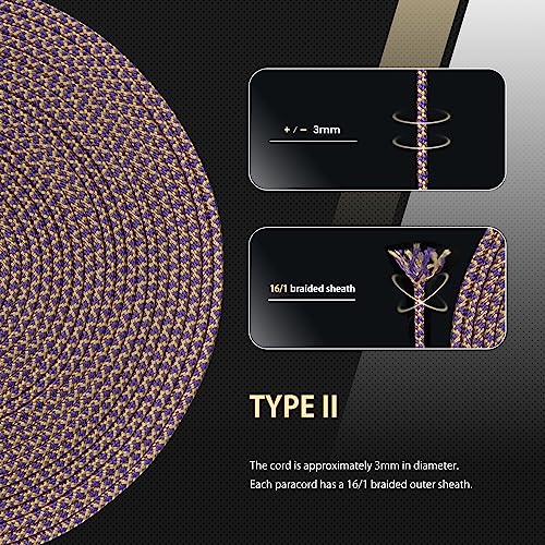 Abma Cord Paracord 425 lbs 3mm 100% Nylon 30M - Purple Dynasty, Diamond-purple Dynasty, 30 Meters - Image 4