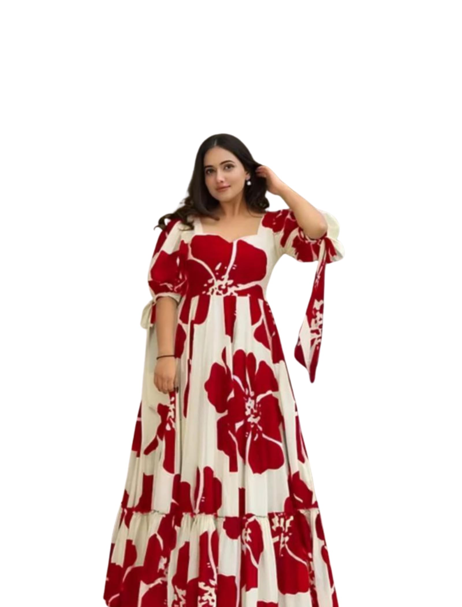 Modestouze Attires Dress for Woman | Western Dress for Women | Stylish Maxi Wear | Long One Piece | Floral Printed Frock For Womens Gown | Maxi Outfit | 3/4 Sleeves Wear For Party, Vacation & Beach