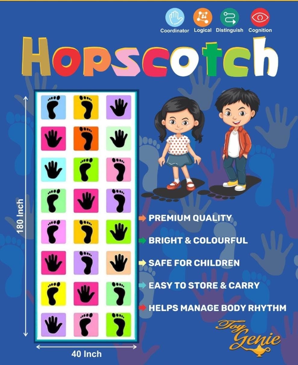 ToyGenie Hopscotch Washable Jumbo Floor Game for Kids, Jumbo Play Mat (40in x 108in) | Kith-Kith, Stapu, Langdi, Ekka Dukka, Paandi, Kunte Bille | Unique Balancing Game | Big Size for 3 Years and up (B0CM5V369J) Amazon Price History, Amazon Price Tracker