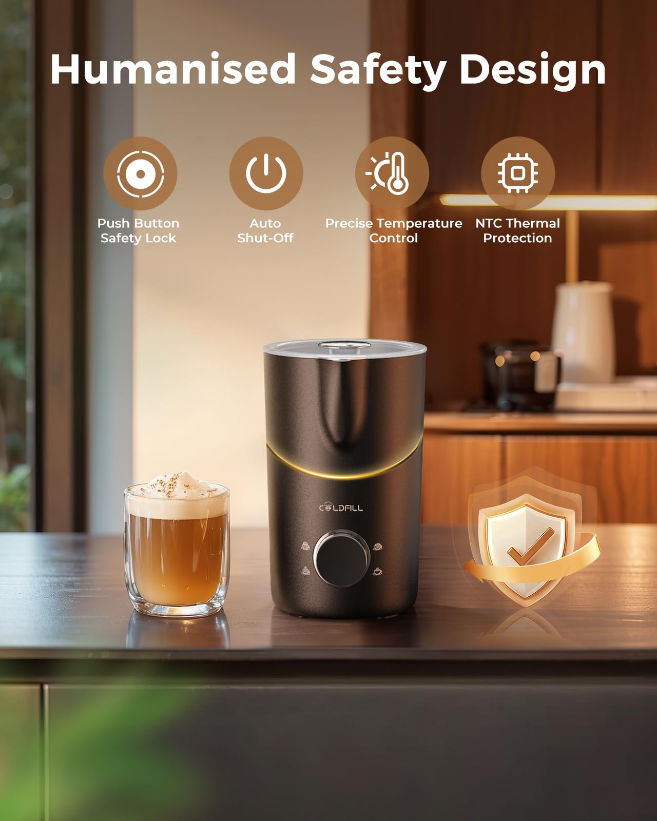 Espumador de leche 8 en 1, espumador de leche y vaporizador de gran capacidad, máquina eléctrica automática de espuma caliente y fría, espumador desmontable de agarre ergonómico para café