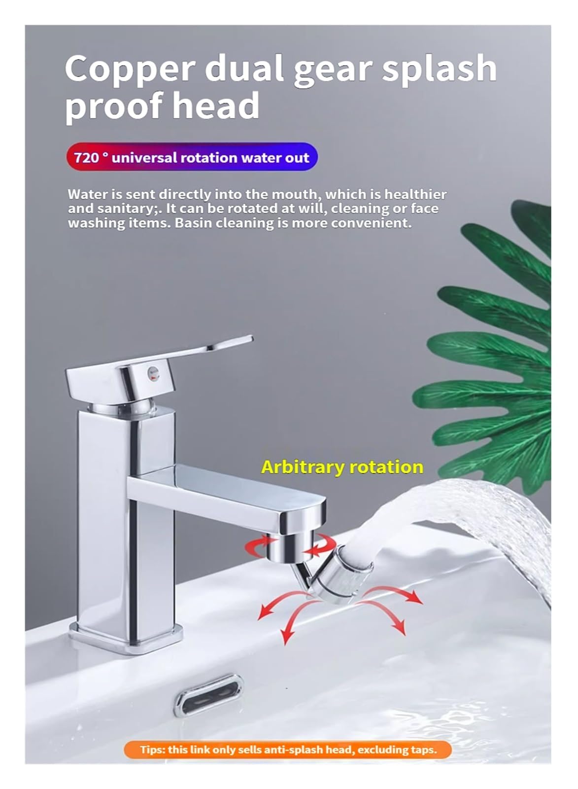 Cabezal rociador for grifo de cobre con giro 360°
