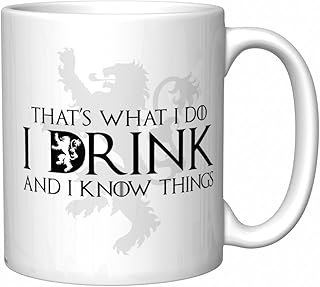 CJ Artisans Tyrion Lannister (Game of Thrones) That's What I Do, I Drink and I Know Things Coffee Mug with the Lannister Lion Family Sigil