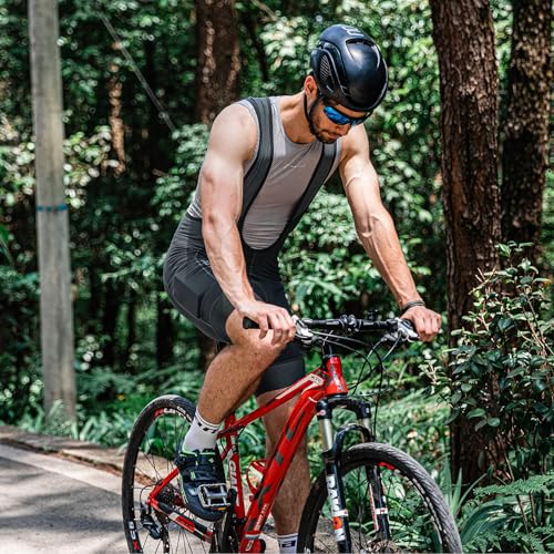 Przewalski Men's Cycling Bike Bib Short with Phone Pockets,4D Padded Breathable Biking Bicycle Bib Tights