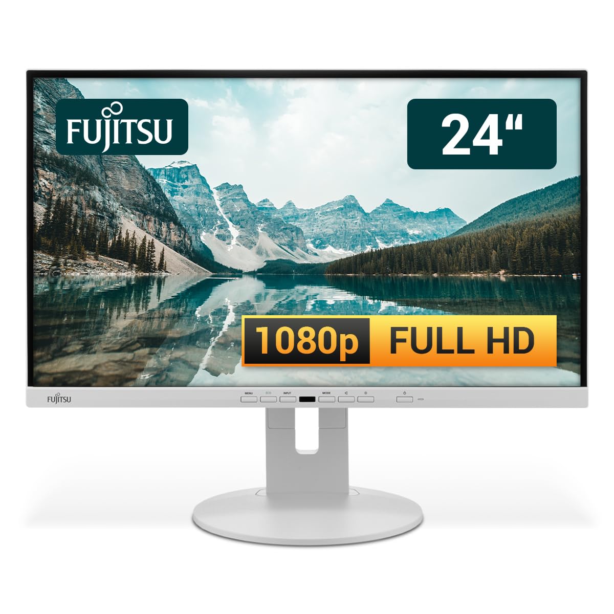 Fujitsu Display P24-9 TE 24 Zoll Business Computer Monitor, Desktop Gaming Monitor, Full HD (VGA - DisplayPort - HDMI - USB-C - Lautsprecher - HUB - VESA), PC Bildschirm, marmorgrau (Generalüberholt)