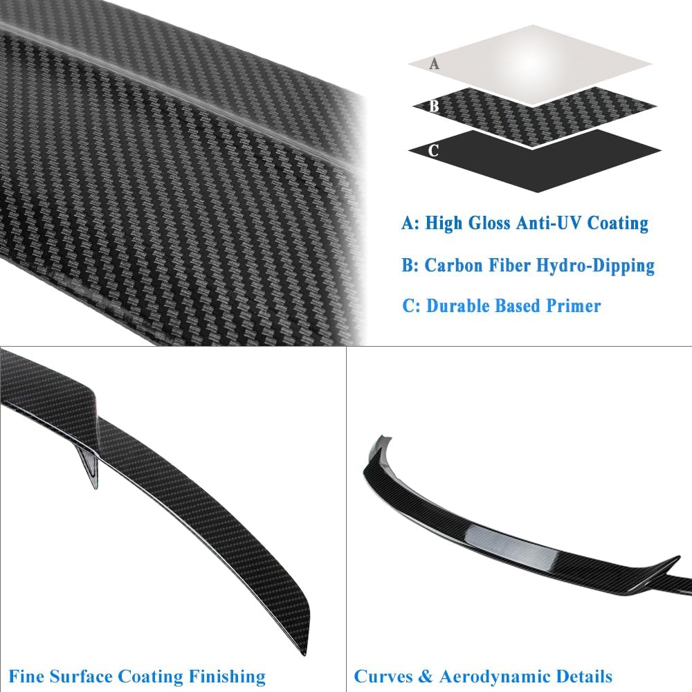 Trunk Spoiler Compatible with 2024-2026 Tesla Model 3 Highland Rear Spoiler Carbon Fiber Hydro-Dipping (MK Type)
