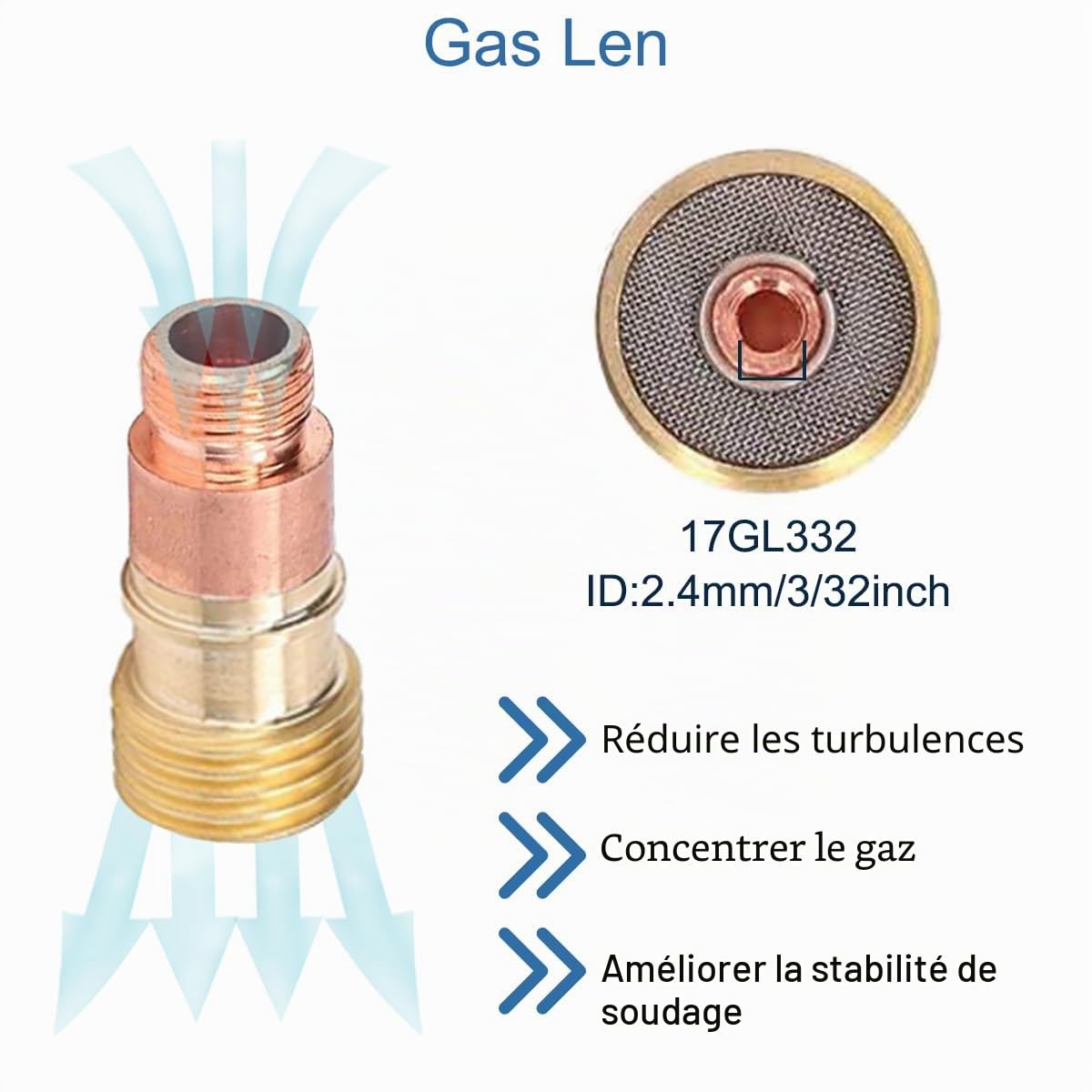 Kit Coupe en Verre Torche de Soudage pour TIG-17/18 / 26 Gaz Len 2.4 mm Collet Chuck Body Rubber Gaskets Cup Seal Finger Cot Argon Arc Welding Gun Consumables Accessories Kit