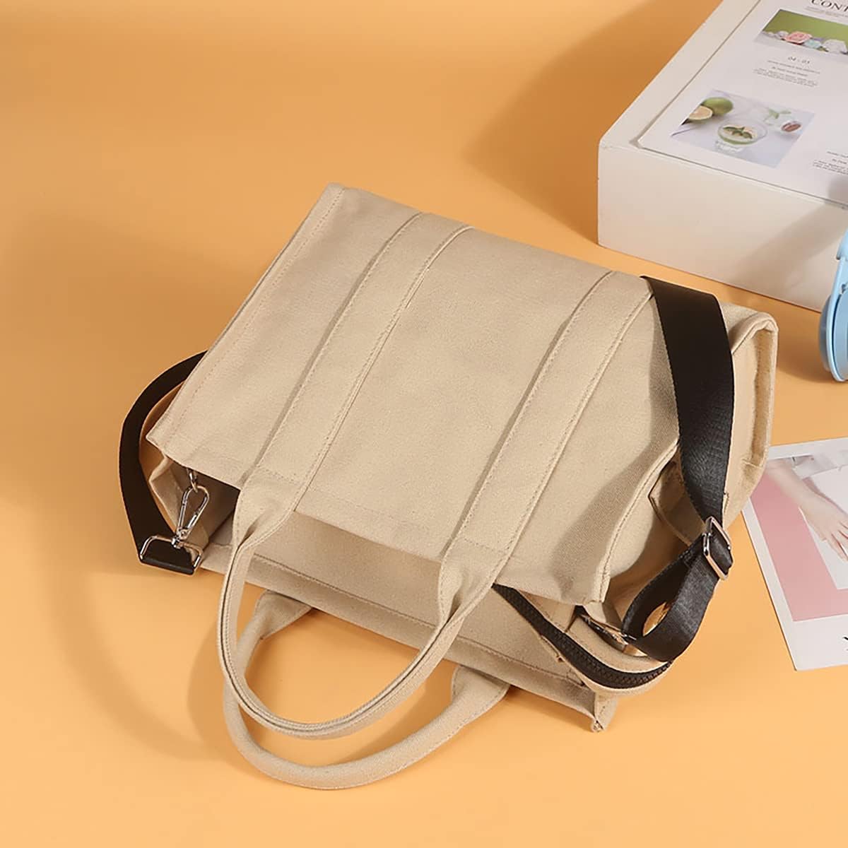 NCDUANSAN ラージキャンバストートバッグ シンプル ワンショルダー ショッピングバッグ レディ レタープリント 通勤 ファッ