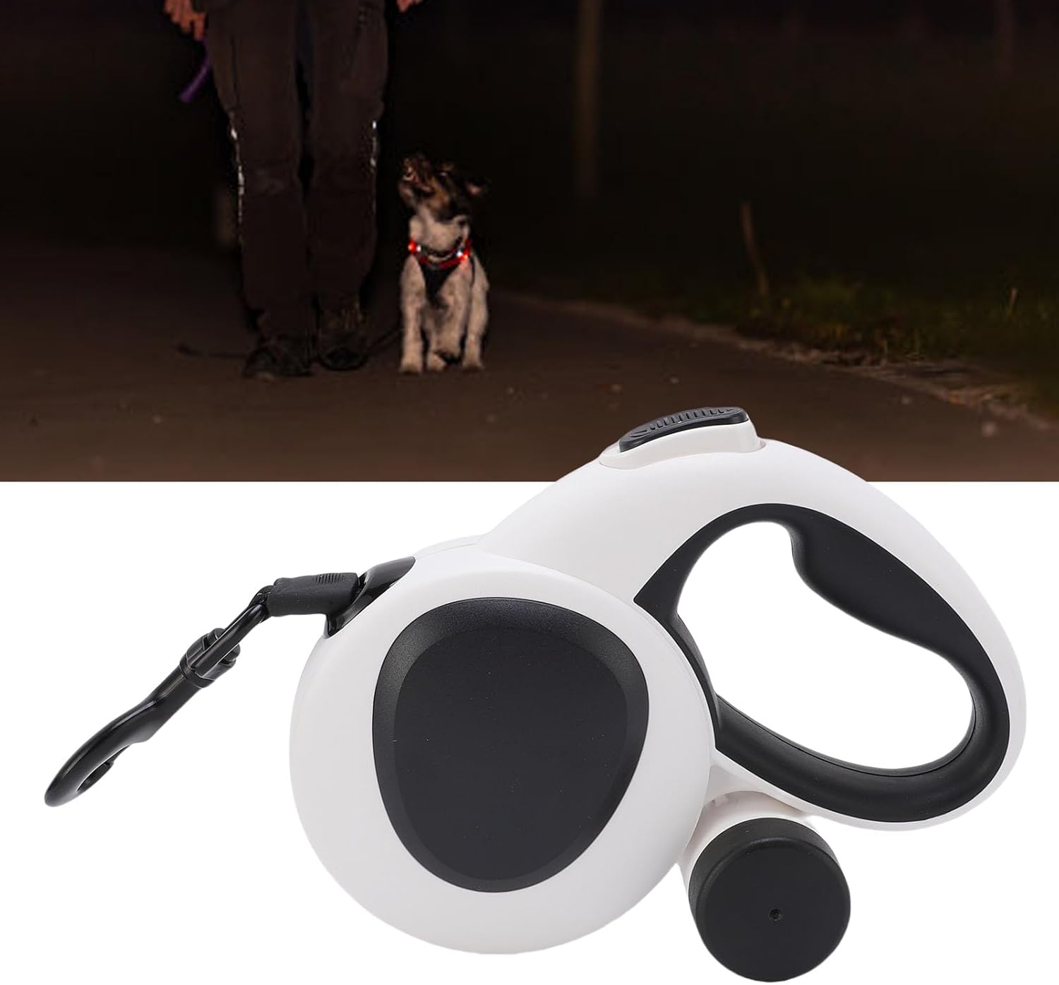 Pssopp Garden Breeding 16.4ft Nylon Auto Reflective Pet Leash One Key Brake Dog Webbing with LED Light for Pet Up to 77 Lbs Retractable Dog Leash, Retractable (M)