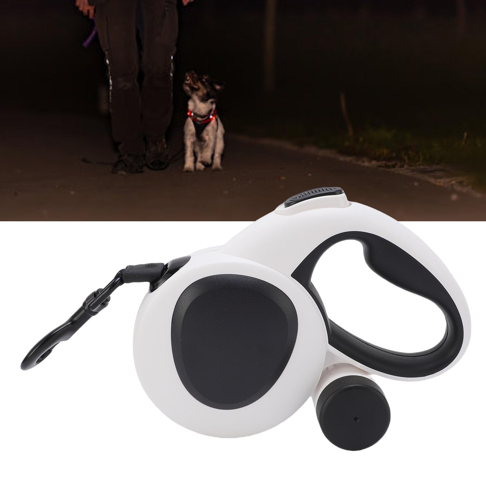 Pssopp Garden Breing Correa Reflectante para Mascotas de Nailon de 16.4 Pies con Freno de una Llave, Correas para Perros con Luz LED para Mascotas de hasta 77 Libras, Correa Retráctil para Perros,