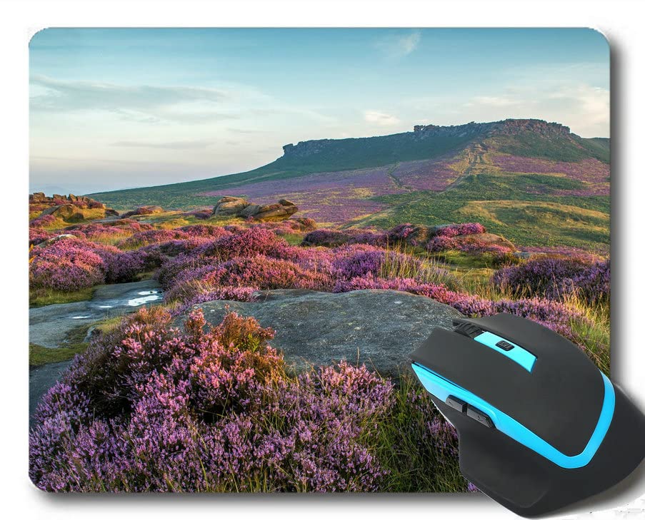 YENDOSTEENMouse Pad with Stitched Edge,Peak District National Park Lavender Office Mouse Pad 260 * 210 * 3 mm