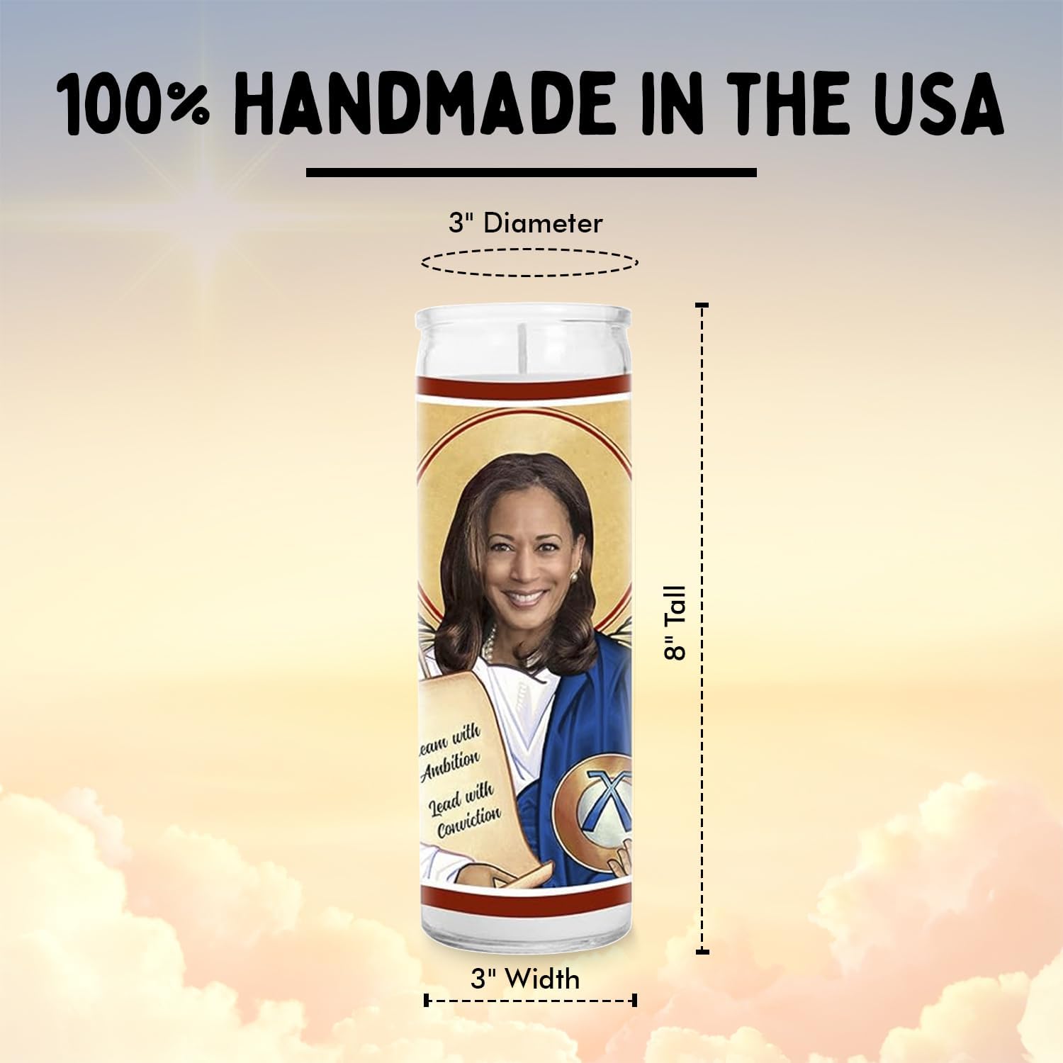 Kamala Celebrity Candles - Funny Gift for Democrats - President Votive Glass Jar White Candle - Devotional Candles for USA - Handmade Soy Wax Candles