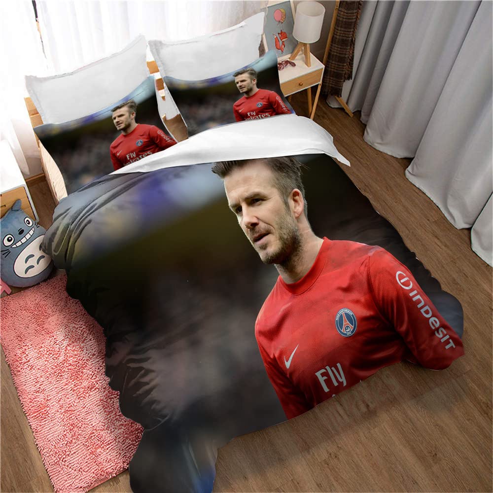 Chaose Boys World Footballer Star David Beckham Bedding Set, 100% Cotton Duvet Cover Pillowcase, Soft And Comfortable, For And Girls (Db 03,Double(200X200cm))