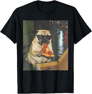 Pug Dog Eating Pizza Funny Pug Meme T-Shirt