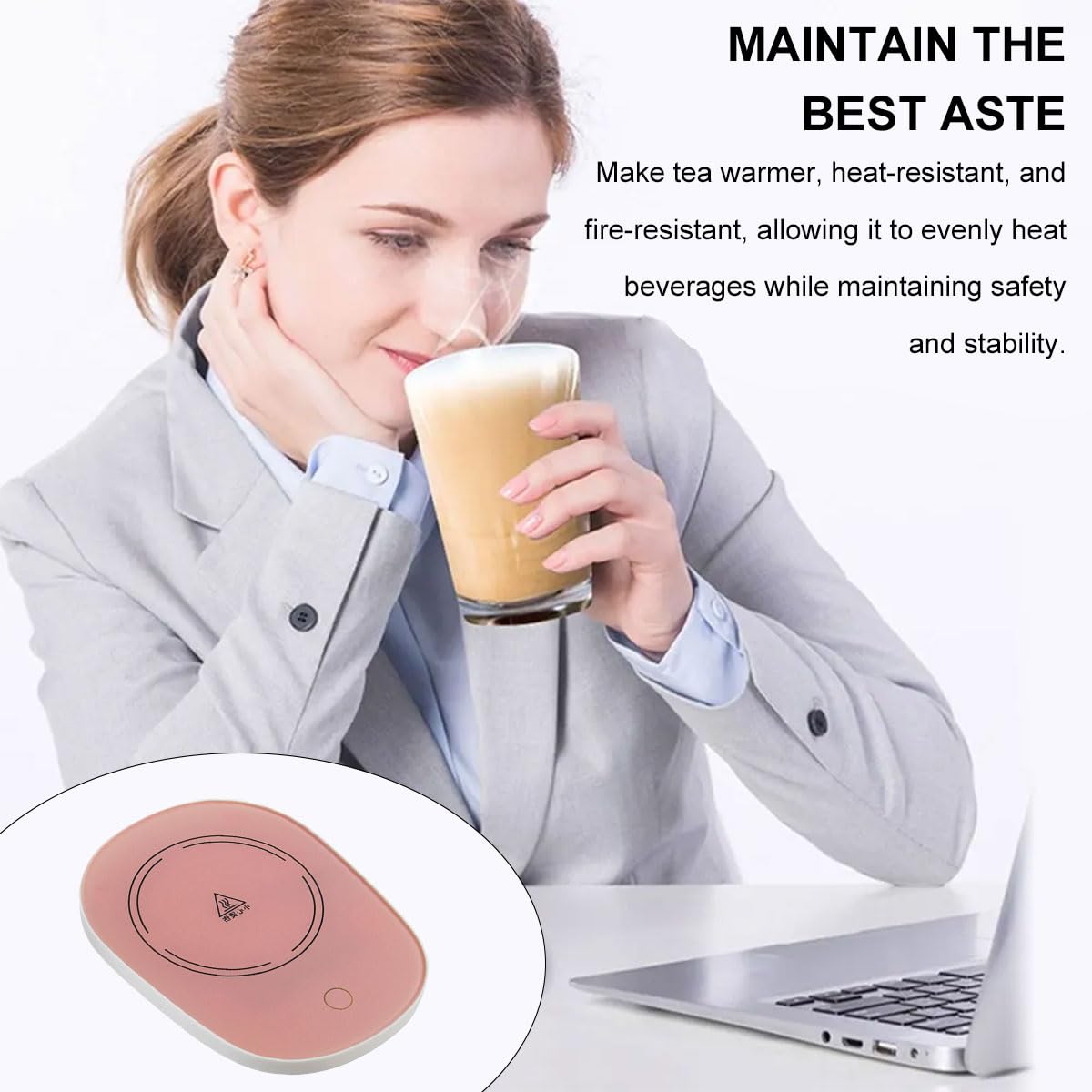 Scalda Tazza Usb,Scaldatazze Da Caffè,Usb Digitale 55 ℃ Scalda Bevande,Scalda Tazza Portatile,Scalda Tazze, Scalda Tazza Elettrico Intelligente Per Scrivania Da Ufficio,Tè caldo,succo,latte,Rosa