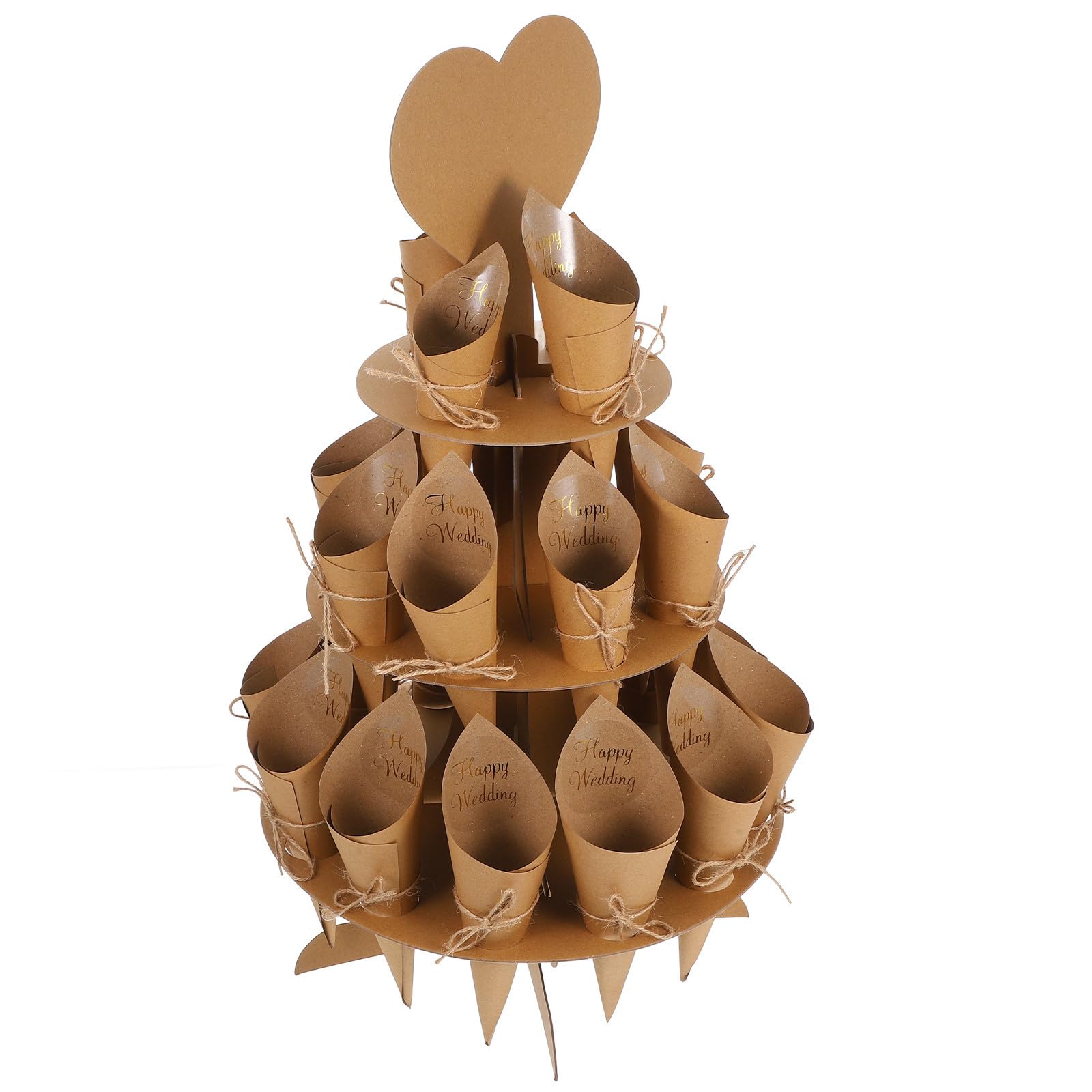 Conos de papel para confeti material papel y cuerda de algodón con bandeja para mini bouquet