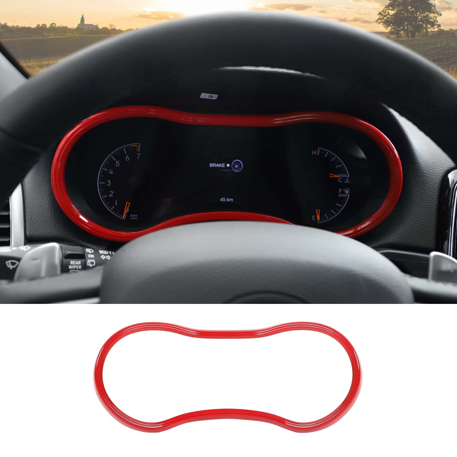 Hoolcar Central Control Dashboard Bezel Cover for 2014-2021 Jeep Grand Cherokee, ABS Interior Accessories, Red
