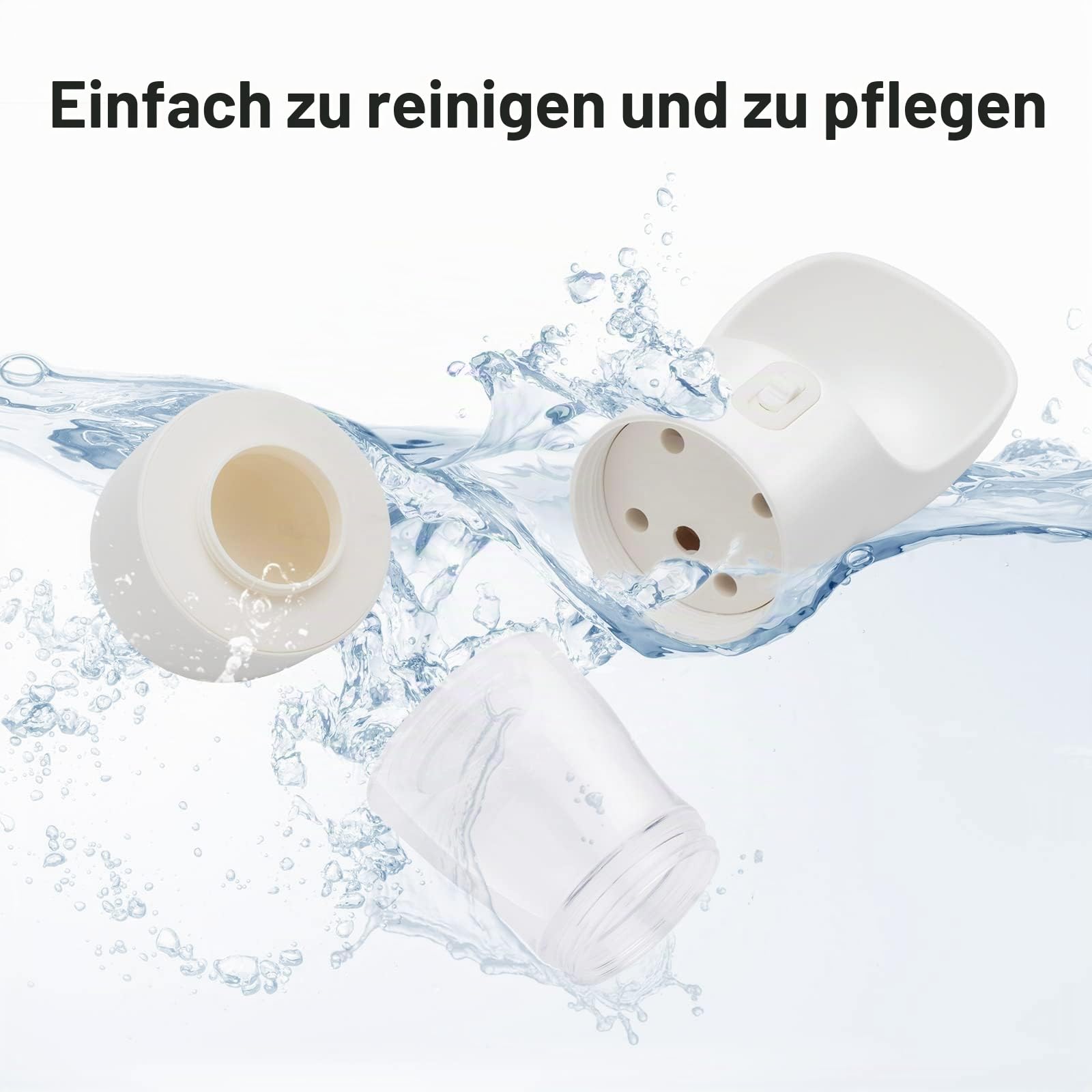 Trinkflasche Hunde für Unterwegs mit Futterbehälter 258 ml, Weiß | BPA-Freiem, Tragbare Hundetrinkflasche auslaufsicherer, für Welpen Kleine Mittel, Spaziergänge, Reisen, Wandern