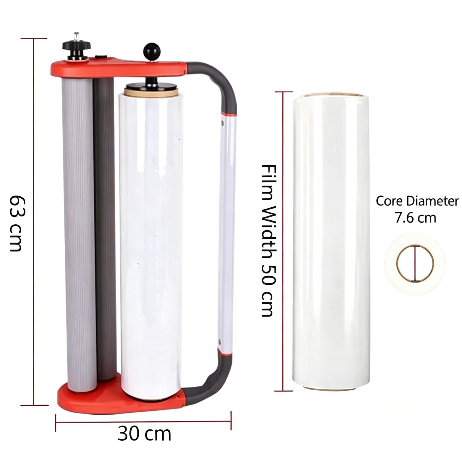 Handgehaltener Film-aufwickelspender, Frischhaltefolie Versiegelungs Und | Frischhaltefolie-Spenderwerkzeug, 500 mm Breite Stretchfolie, Einstellbare Spannung, Ergonomischer Griff(gray)