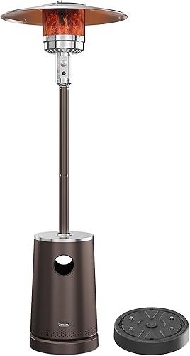 Vista 10 de EAST OAK - Calentador de patio de acero inoxidable para exteriores de 50,000 BTU con diseño de mesa, sistema de protección triple, ruedas