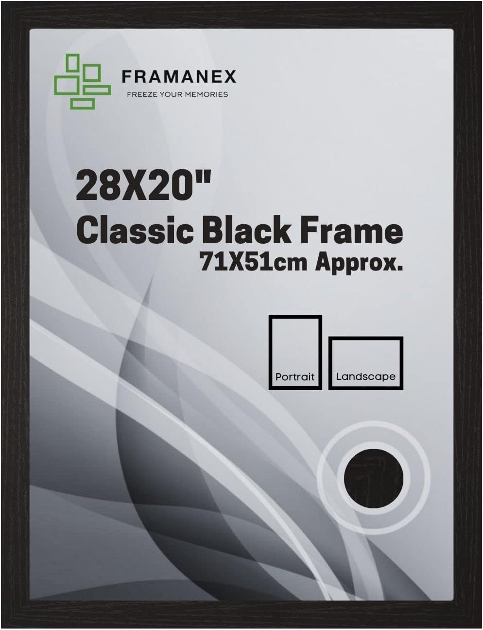 FRAMANEX Classic Picture Poster Frame, 28 X 20 inches Black Frame, Wood