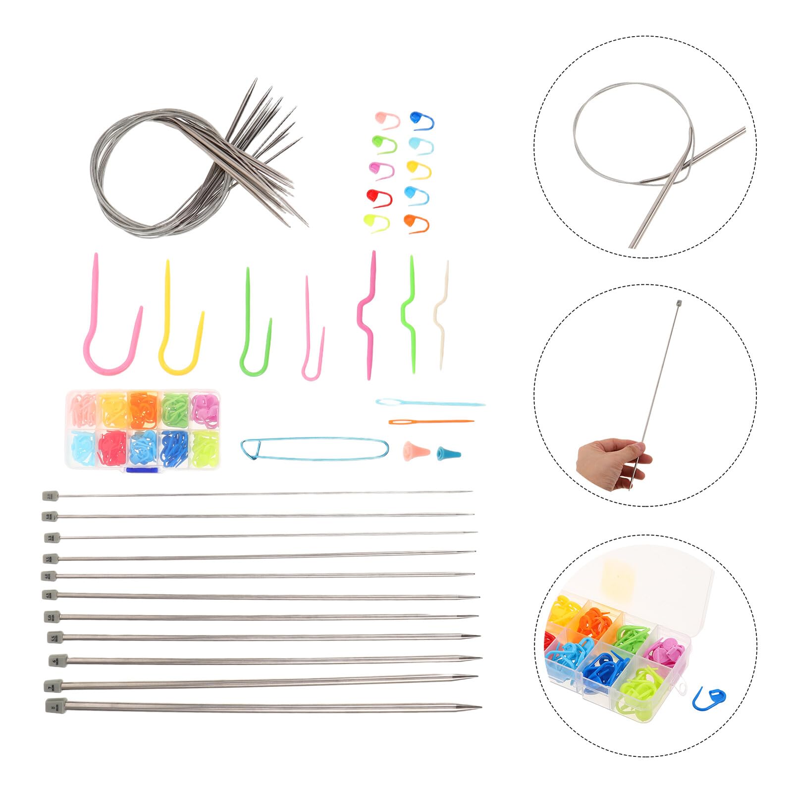 PRETYZOOM Kit de Herramientas para Tejer DIY con Ganchillos Metálicos Marcadores de Punto y Agujas Grandes Set de Accesorios Ergonómicos para Alfombras y Prendas para Principiantes y