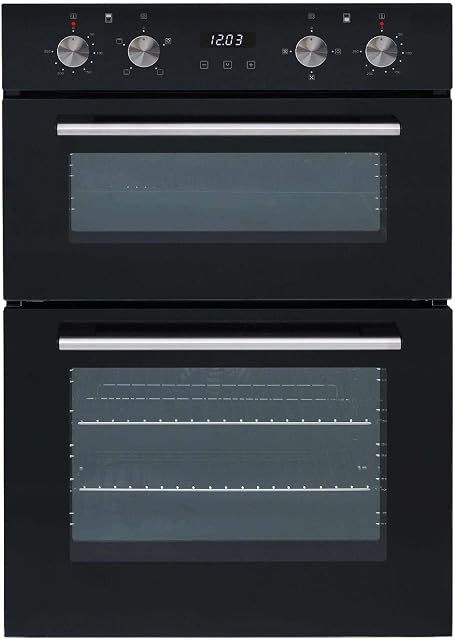 SIA AMZDO102 60cm Black Built In Double Electric True Fan Oven Digital Timer