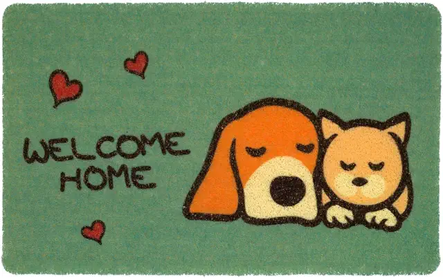 Zerbino Animale con Riccioli Vinilici Antiscivolo 40x60cm Verde Cane Gatto