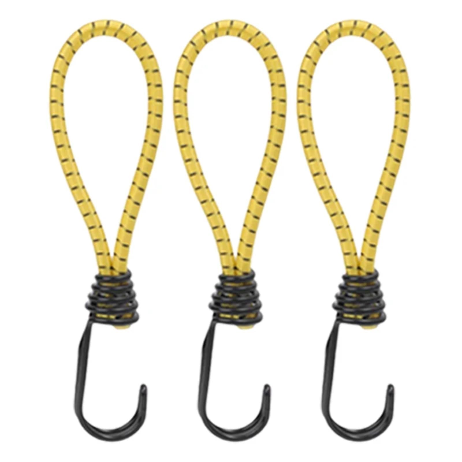 Outdoor Tie Down Rope, Bungee Cords With Hooks 3 pcs Multicolor For Camping Tent And Luggage(Yellow - 5pcs)