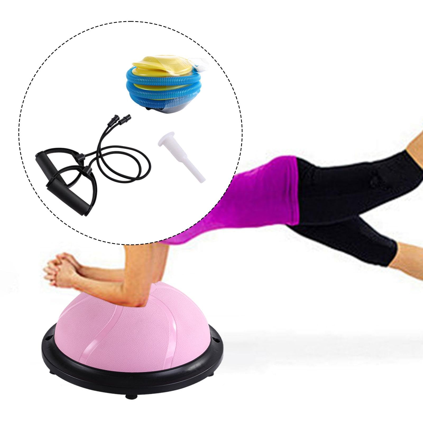 Amagogo Balance Ball Semicircolare con Base Antiscivolo Attrezzo per Allenamento con Fasce di Resistenza E Pompa Realizzato in PVC PP TPE Adatto a Allen