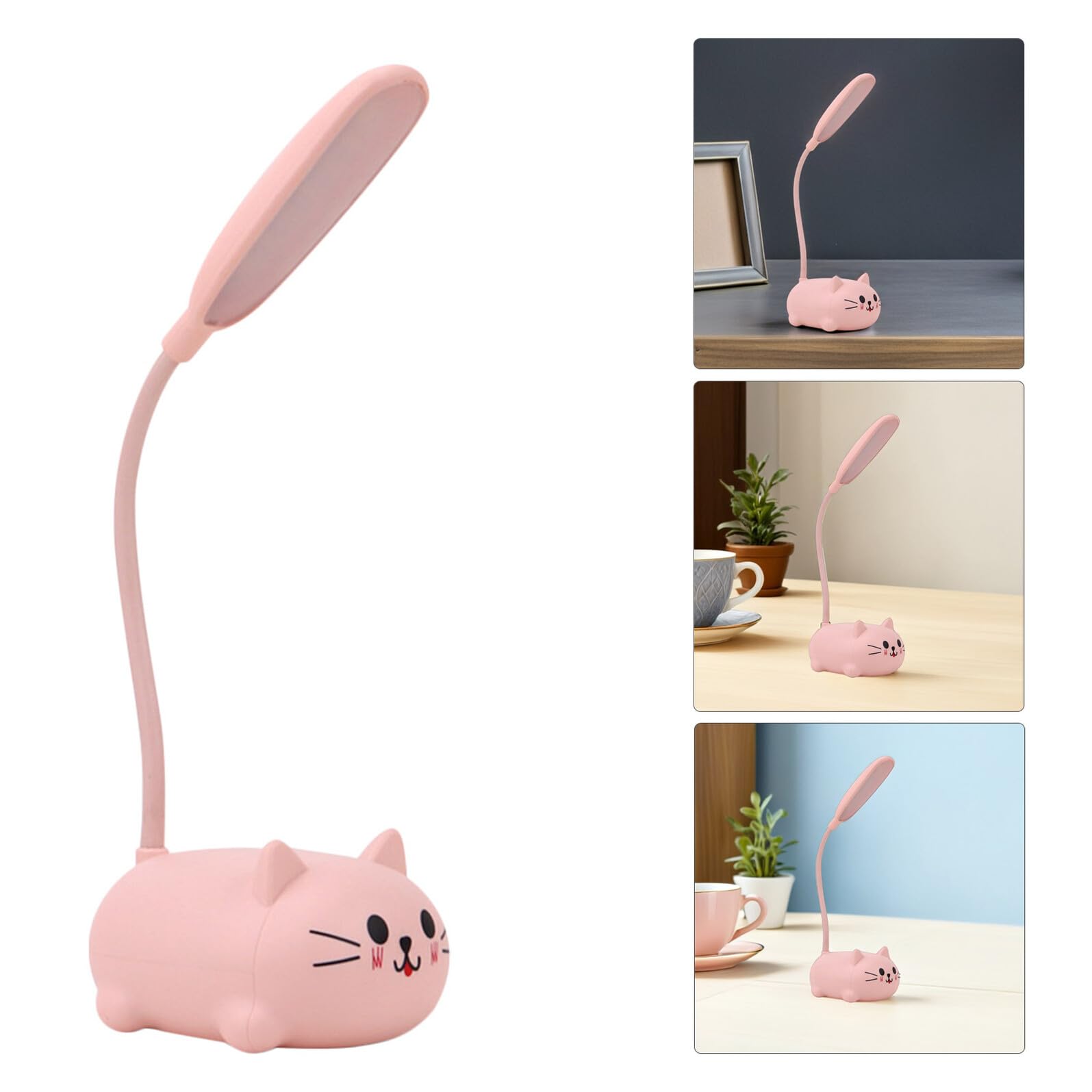 iplusmile Lampe de Bureau Fille Rose en Plastique de Chat, Lampe de Table Kawaii Pratique et Décorative, comme Veilleuse pour Filles et Présent