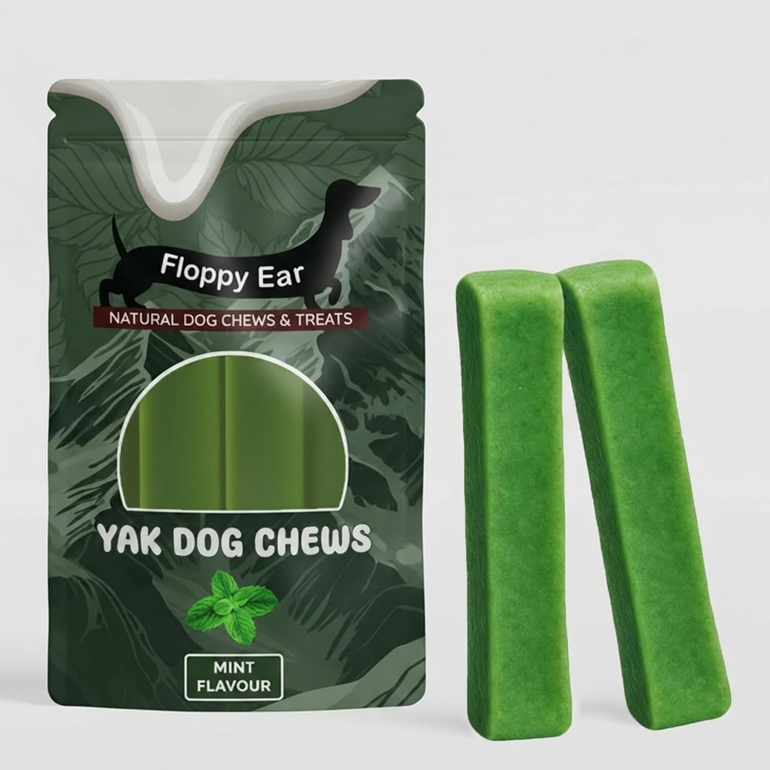 Himalayan Yak Dog Chews - Mint Flavour - Yak Chews with Milk for Dogs Medium (pack of 2) - Rich in Protein & Calcium - Puppy Friendly - Dog Dental Sticks - 100% Natural
