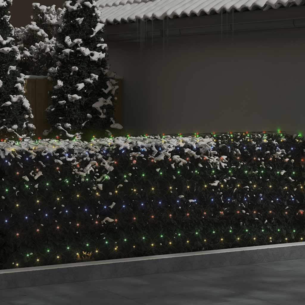 Weihnachts-Lichternetz 4x4 m 544 LED Bunt Indoor Outdoor PVC energiesparend mit 8 Lichteffekten und 5 m Verlängerungskabel für Garten Balkon Terrasse Fenster Party – IP44 wasserdicht