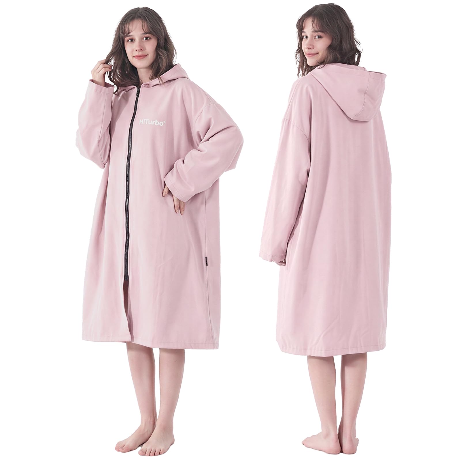 Hiturbo Microfiber Towel Surf Poncho: Absorbent Zippered Changing Robe