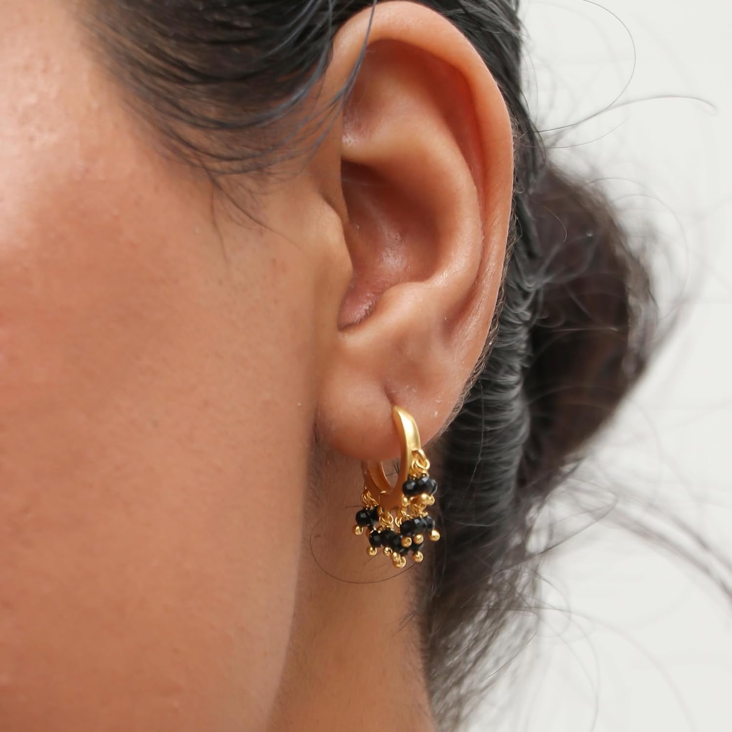 Gempires Natural Gemstone Beads Crystal Earrings Lightweight Elegant Handmde Jewelry Hypoallergenic Gold Plated Classic Design Huggie Earrings For Women - Image 6